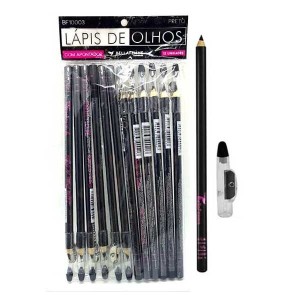 LAPIS DE OLHOS com APONTADOR - BELLA FEMME -  PRETO  PCT 12 UNIDADES